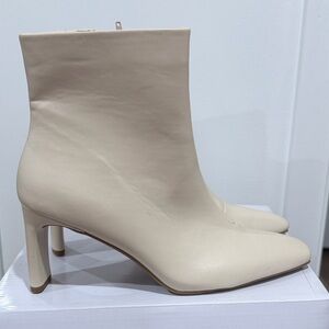 Alfani Womens Terrie Ivory Block Heel Ankle Boots Shoes 11 Medium